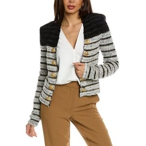 Balmain Side to Side Striped Metallic Tweed Jacket